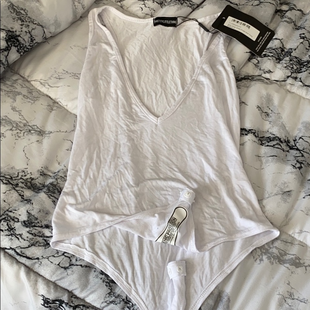 white deep v bodysuit